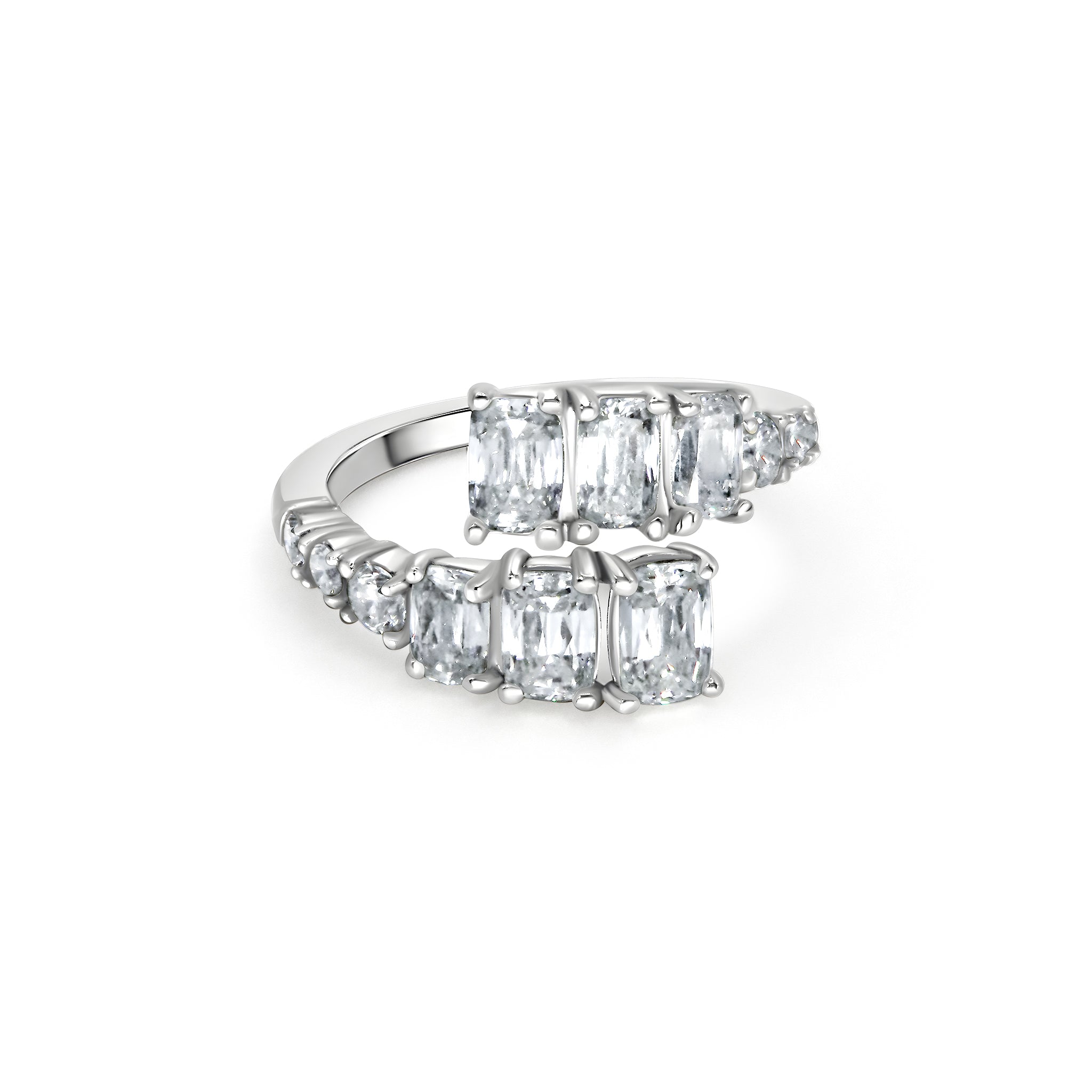 Bypass Diamond Ring in 18K White Gold