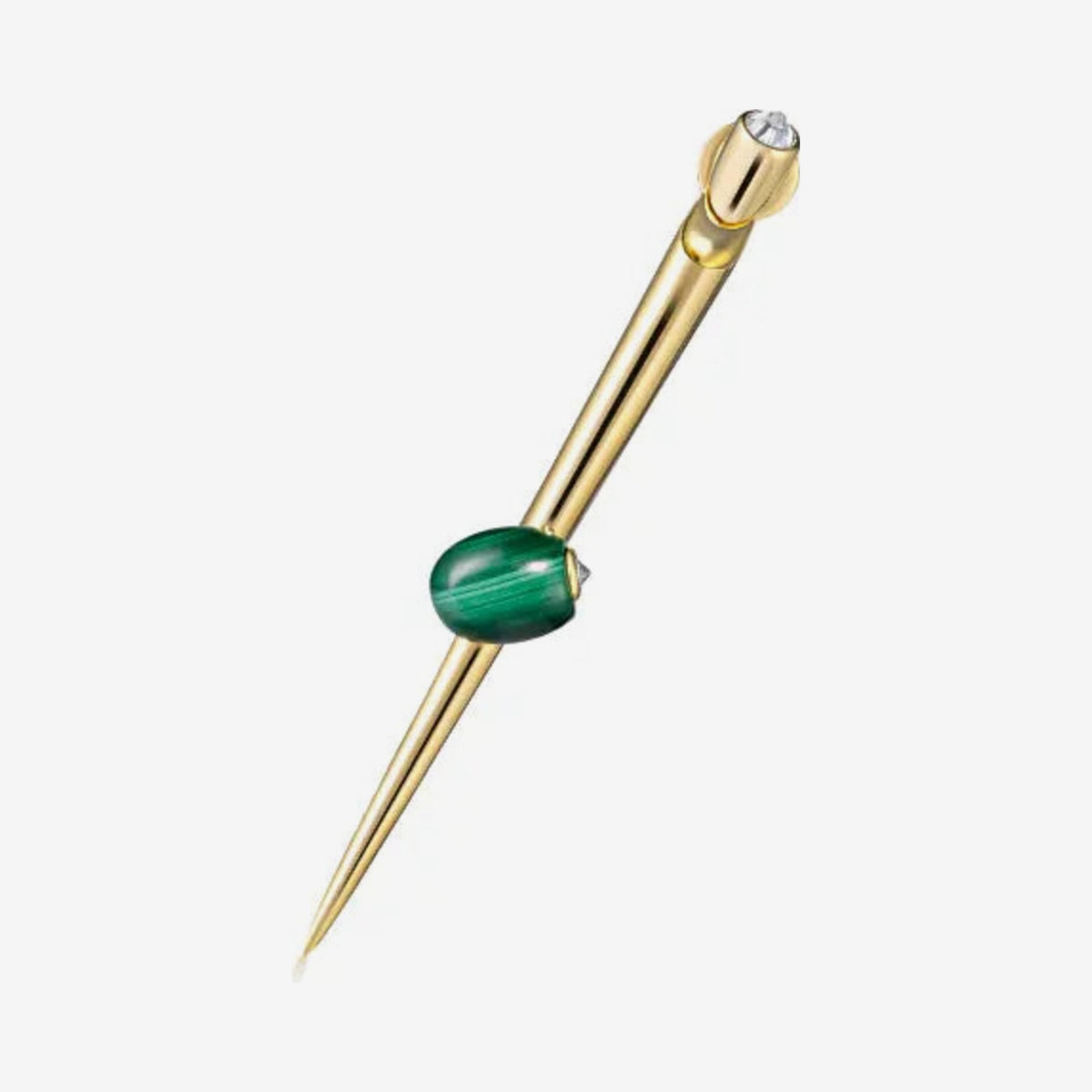 Malachite Martini Spike Earrings in 18K Yellow Gold, view 3, gray background | JJ Jewelry Miami