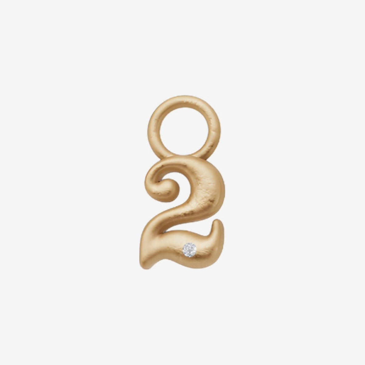 Mini Diamond Number Charm by Alessa Rocks in 18K Yellow Gold, number 2 | JJ Jewelry