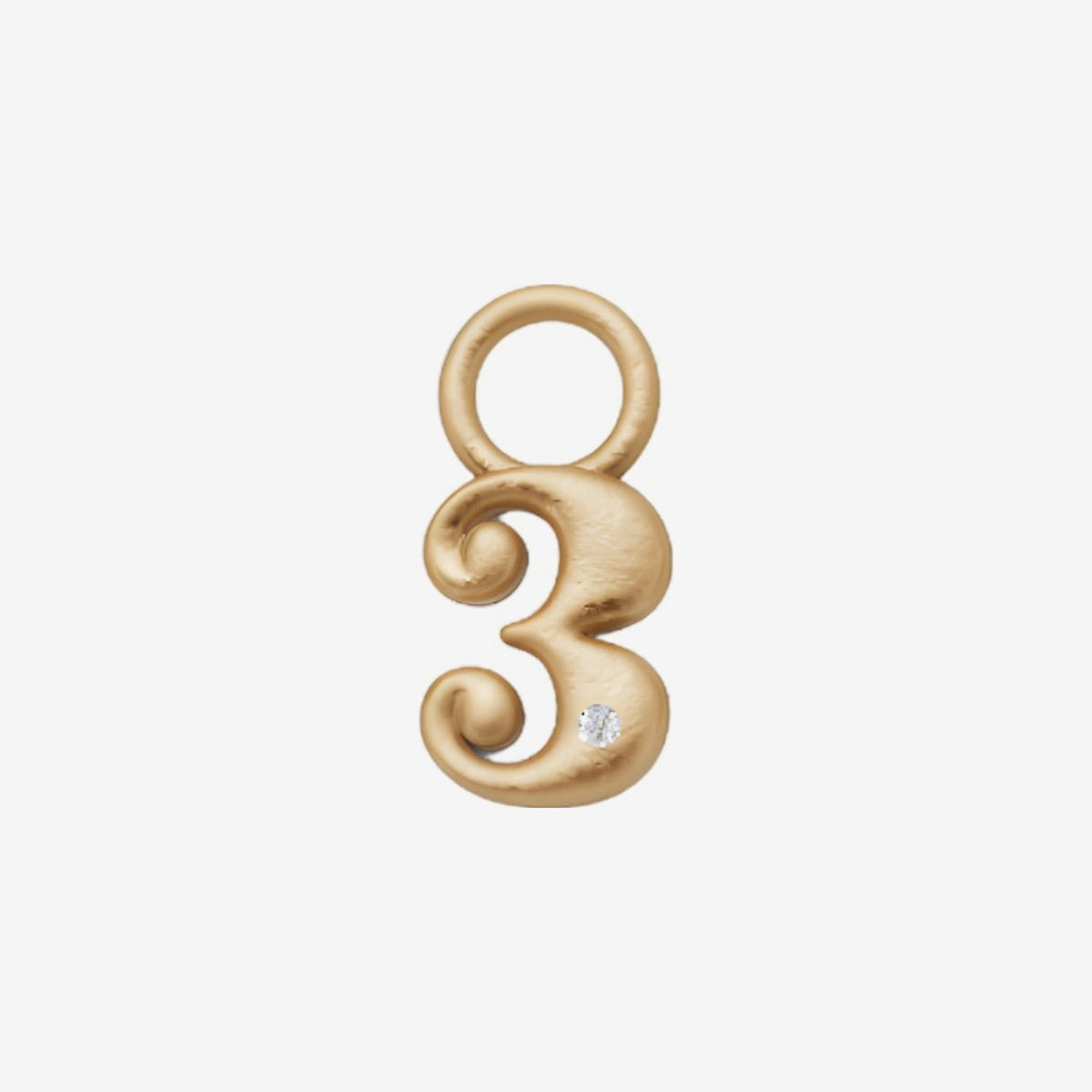 Mini Diamond Number Charm by Alessa Rocks in 18K Yellow Gold, number 3 | JJ Jewelry
