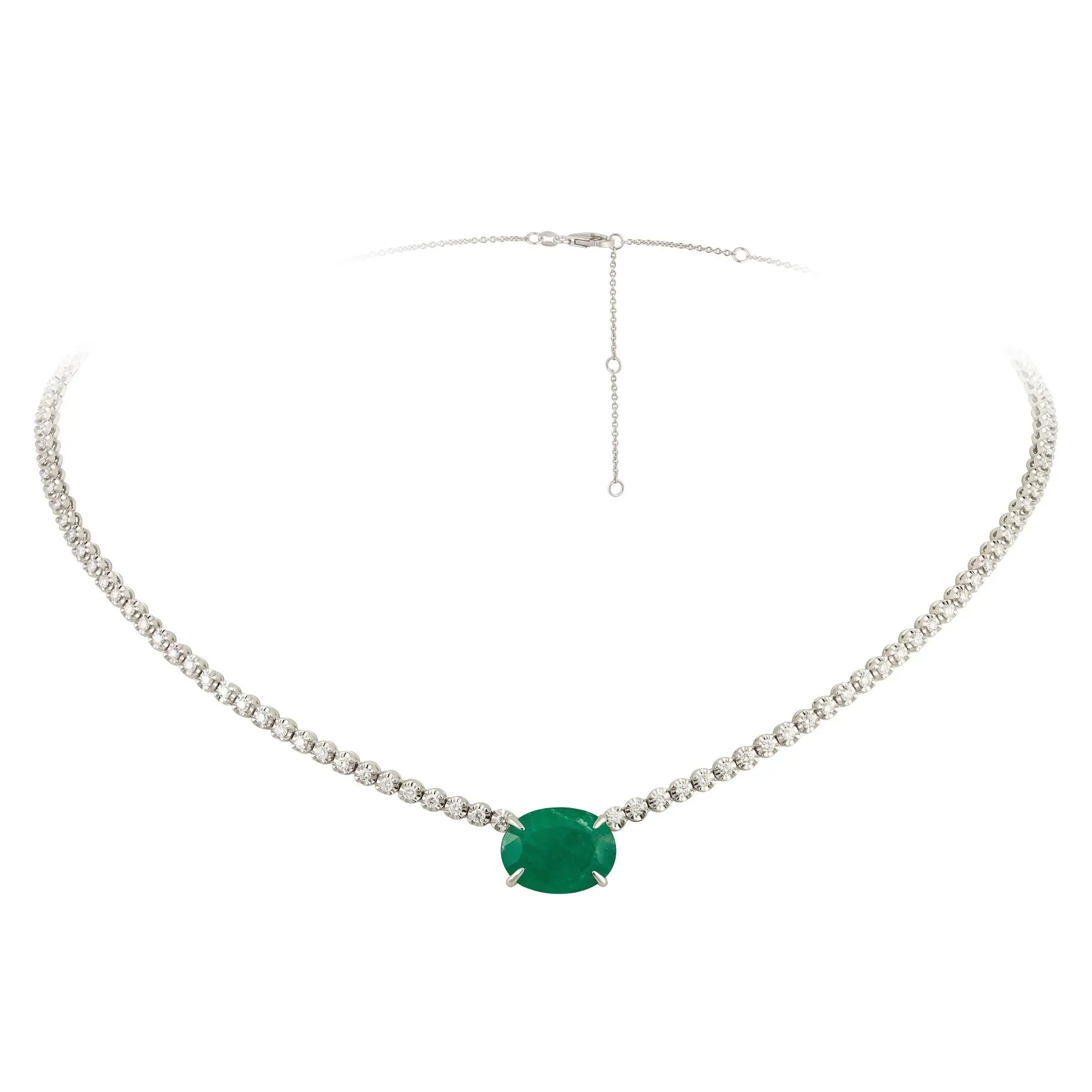 (missing photo) OVAL EME DIA NECK D1.3 TZ2.7 18KW Princess Jewelry Shop