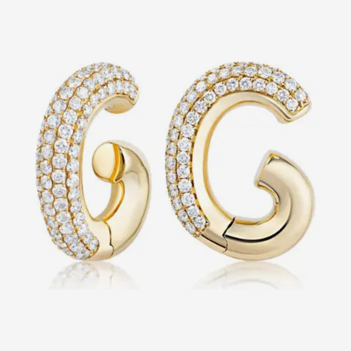 Pavé Diamond Ear Cuff, view 2, gray background | JJ Jewelry Miami