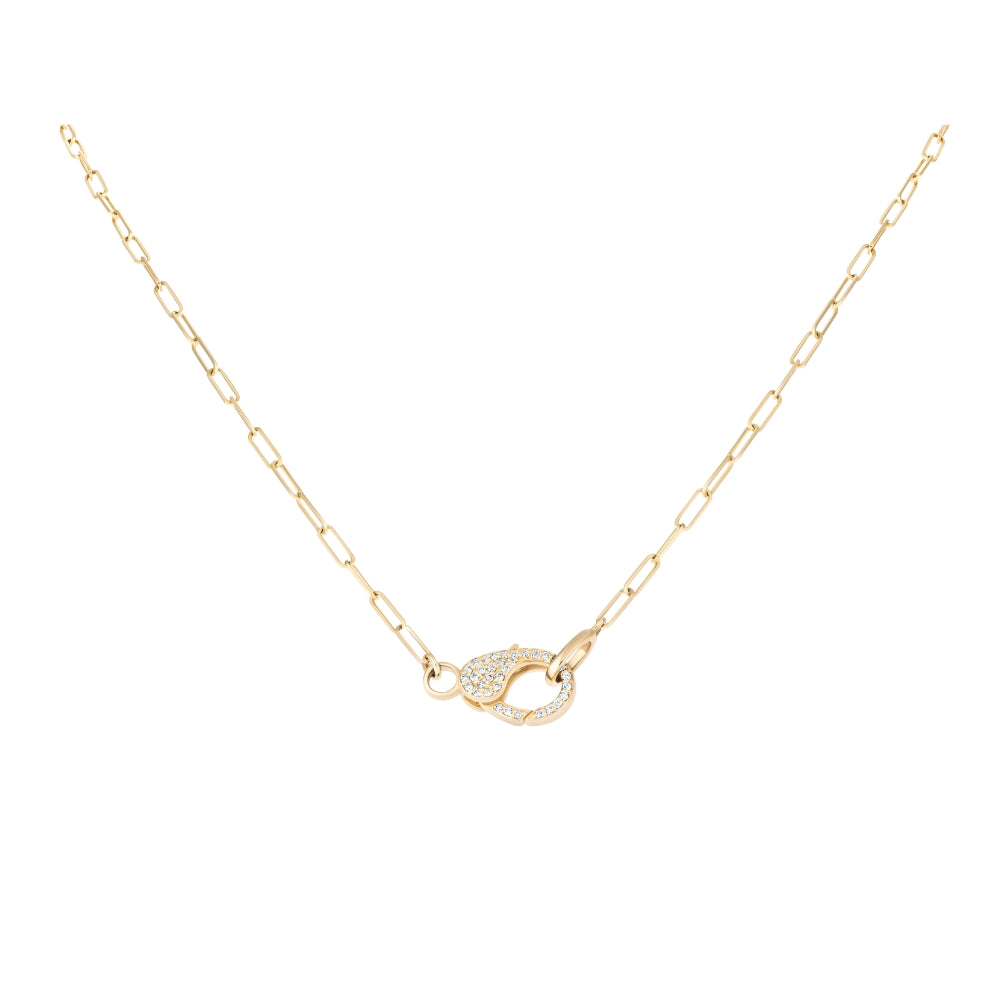 Pavé Diamond Link Necklace in 14K Yellow Gold | JJ Jewelry Miami