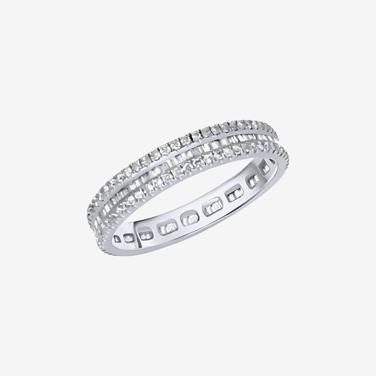 Pavé Diamond Stackable Ring in 18K White Gold | JJ Jewelry