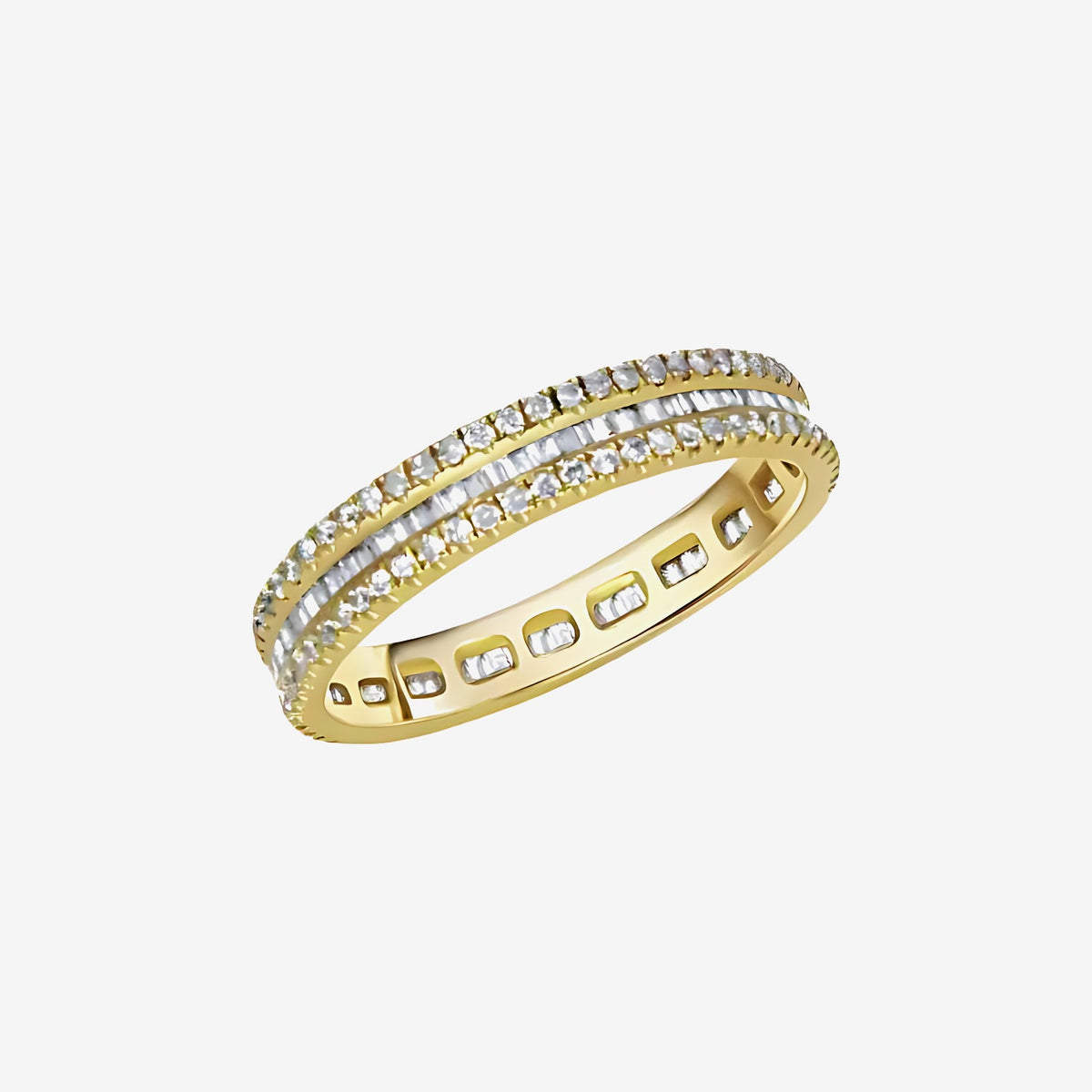 Pavé Diamond Stackable Ring in 18K Yellow Gold | JJ Jewelry