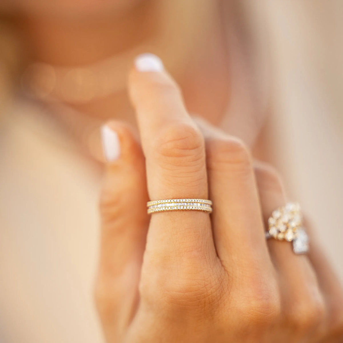 Pavé Diamond Stackable Ring, lifestyle view 1 | JJ Jewelry