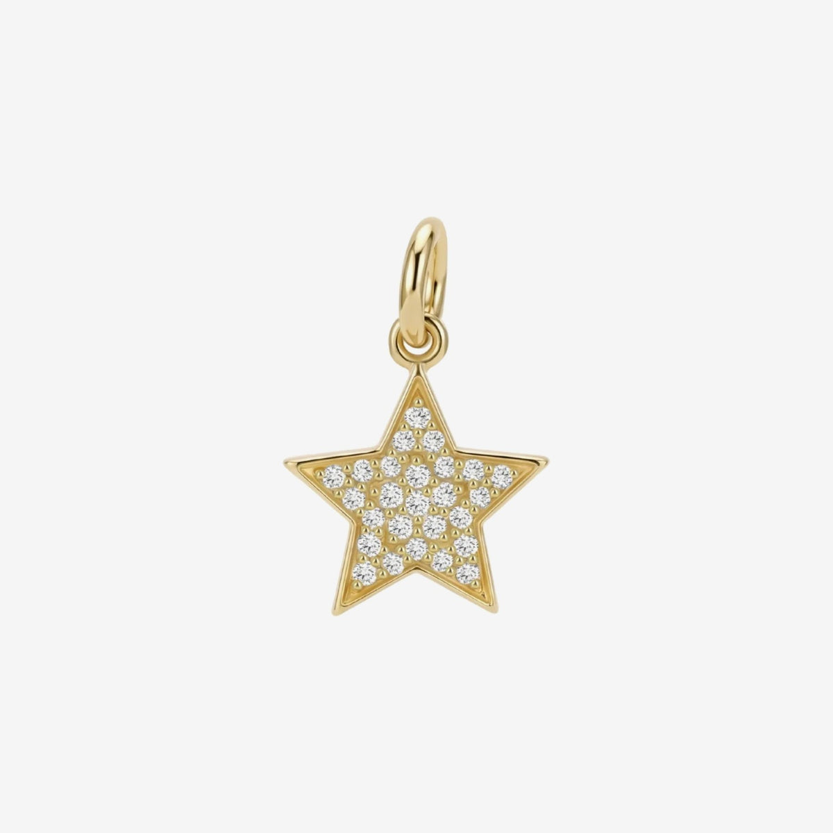 Pavé Diamond Star Pendant in 14K Yellow Gold, gray background | JJ Jewelry Miami