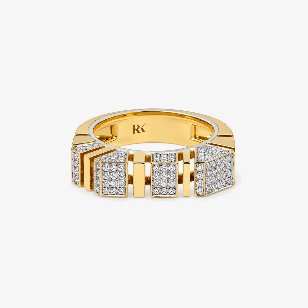 Ring Bold Full Pave by Rainbow K in 14K Yellow Gold, view 3 | JJ Jewelry