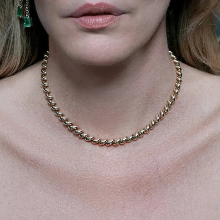 Twisted Gold Rope Necklace in 14K Yellow Gold, view 1 | JJ Jewelry Miami