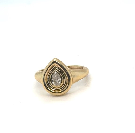 Single Diamond Pear Button Ring