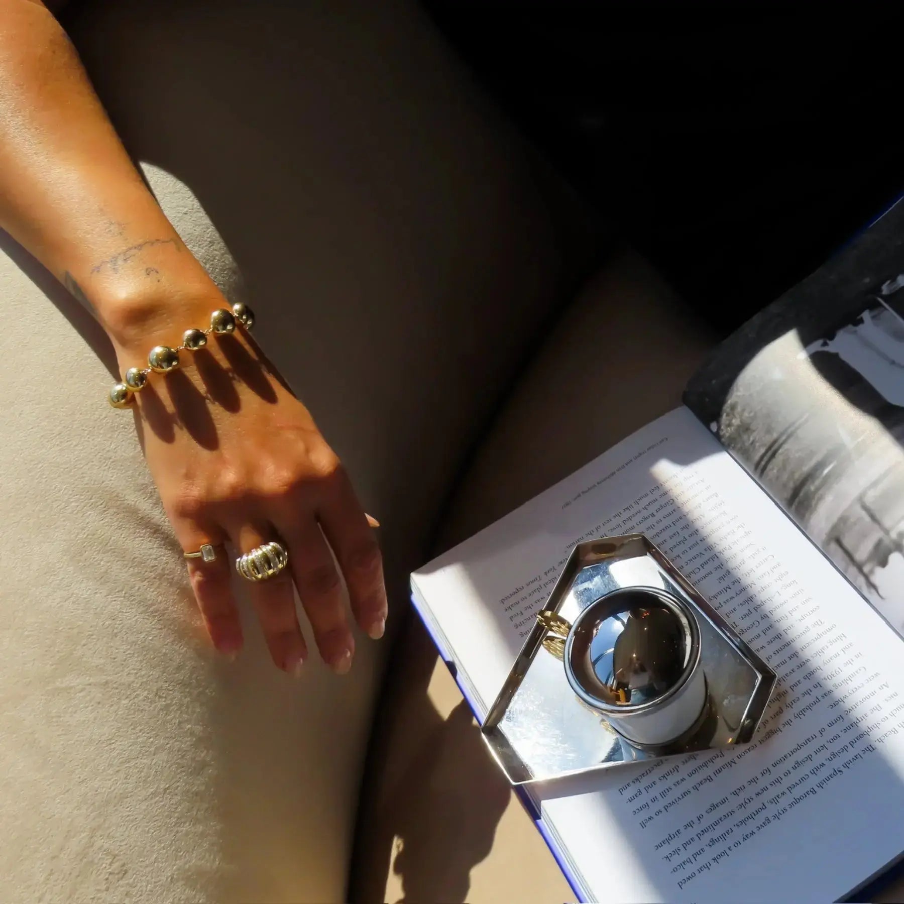 Sculptural gold ring with rows of diamonds JJ Jewelry