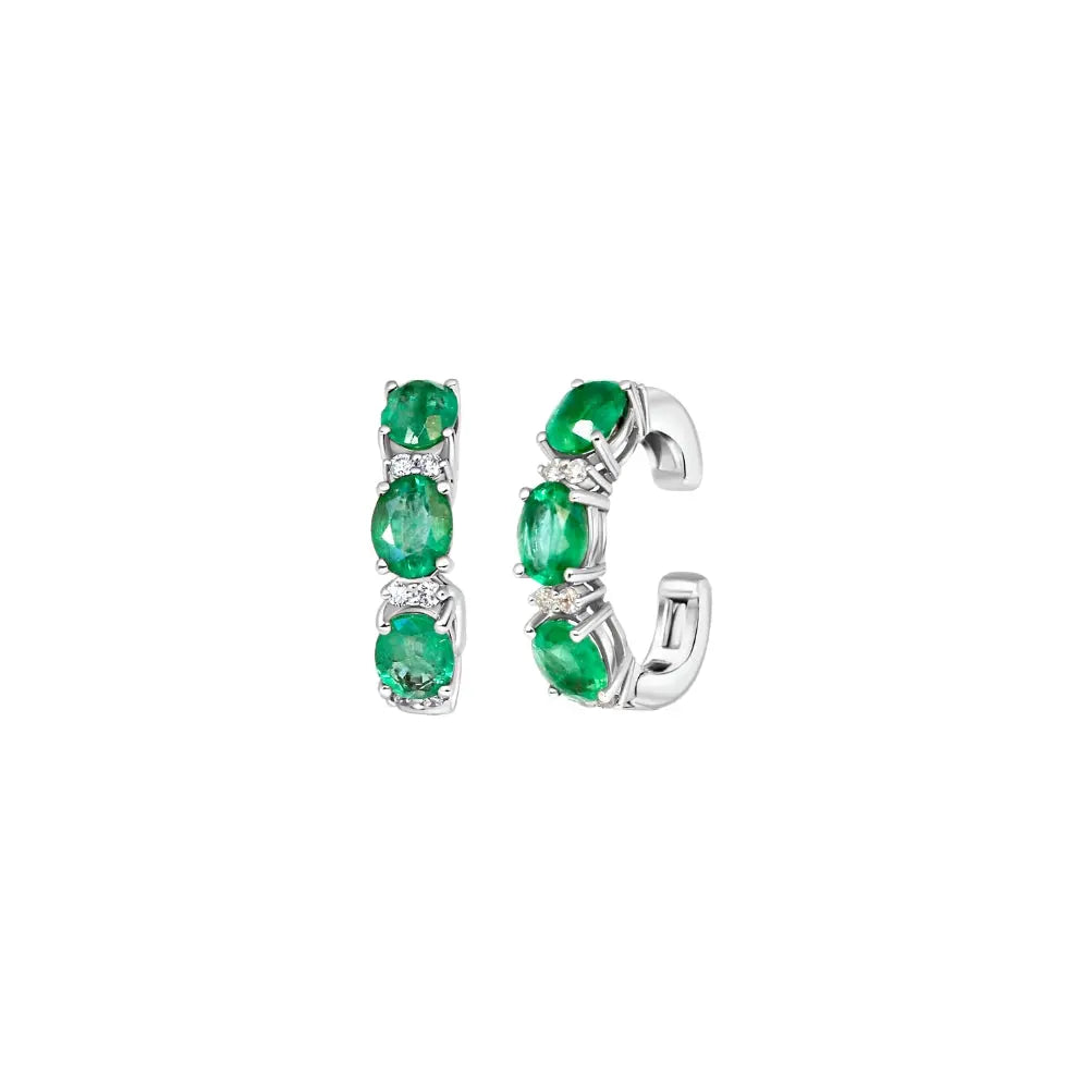   3 STONES DIA EARCLIP 18KW Princess Jewelry Shop