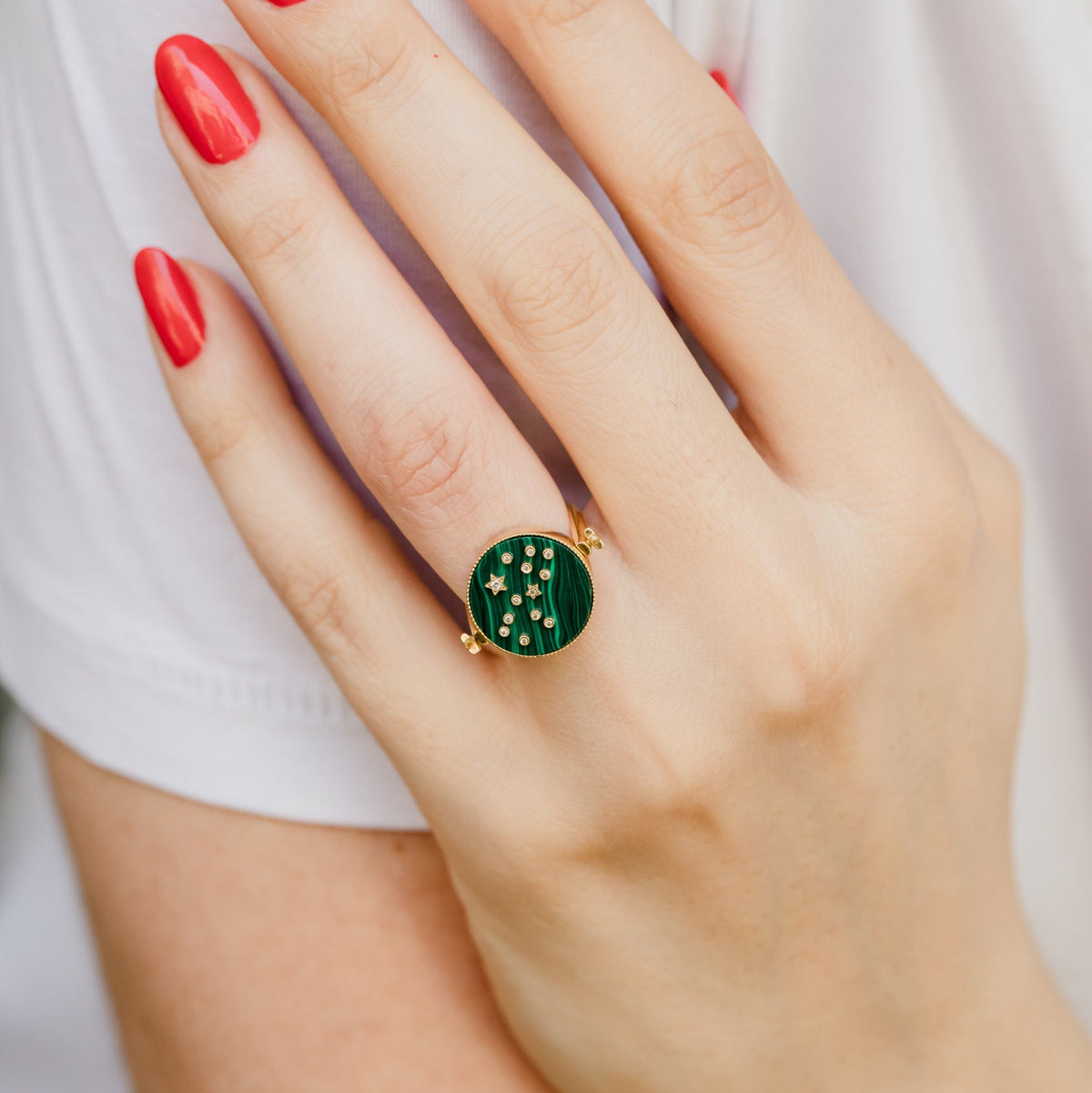 3 in 1 Gemini Zodiac Ring by L'Atelier Nawbar, lifestyle view 2 | JJ Jewelry