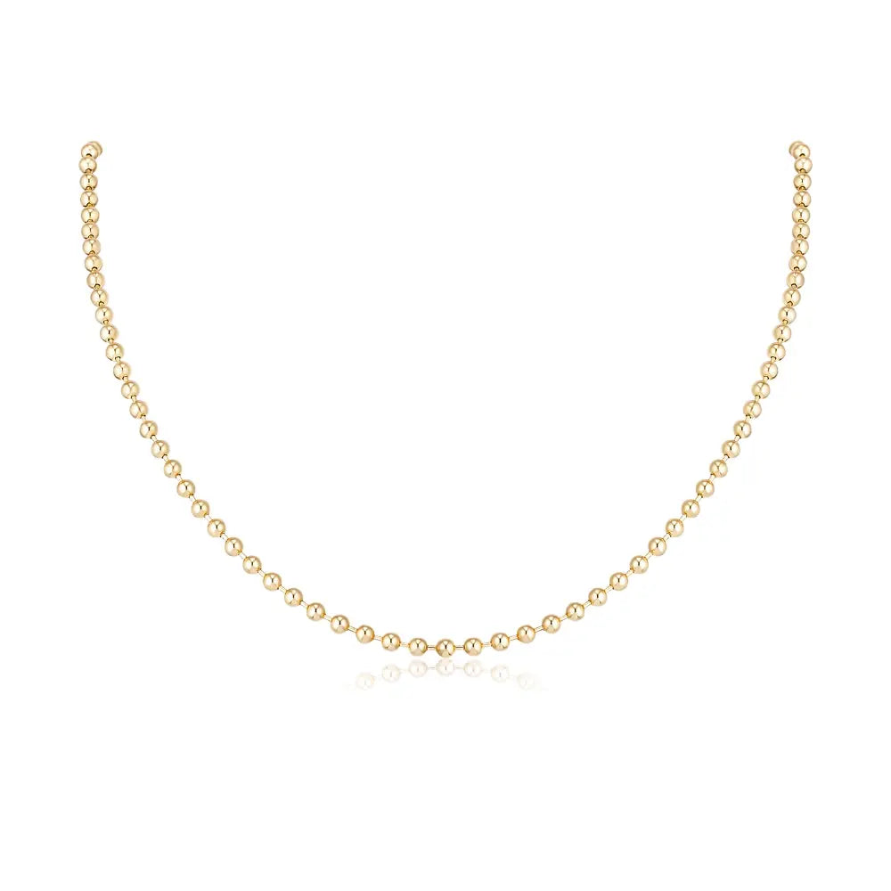 3mm Gold Bead Necklace-Princess Jewelry Shop