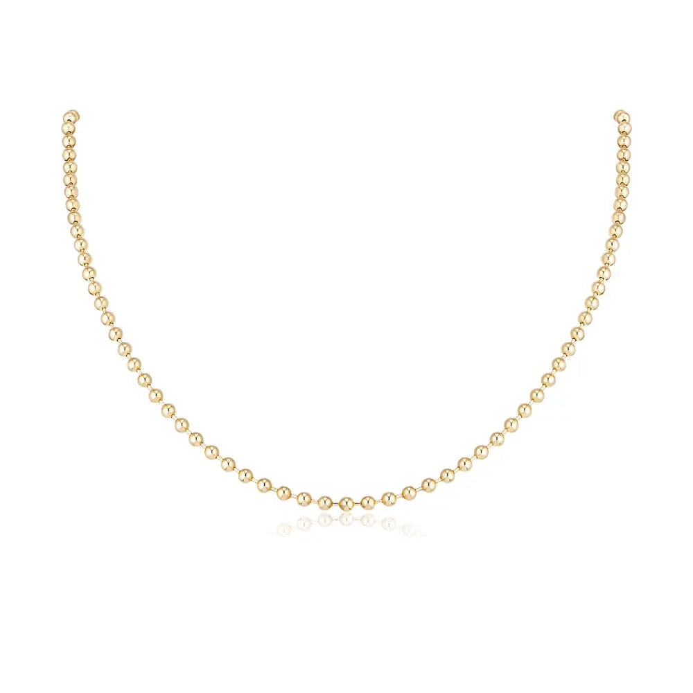 3mm gold bead necklace in 14K yellow gold by JJ Jewelry