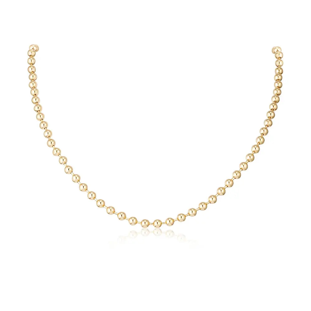 4mm Gold Bead Necklace-Princess Jewelry Shop