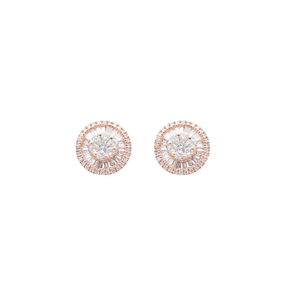Diamond Halo Stud Earrings in 18K Gold | JJ Jewelry Miami