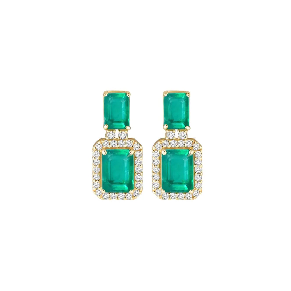   (ADD) EMERALD DIAMOND STUDS Princess Jewelry Shop
