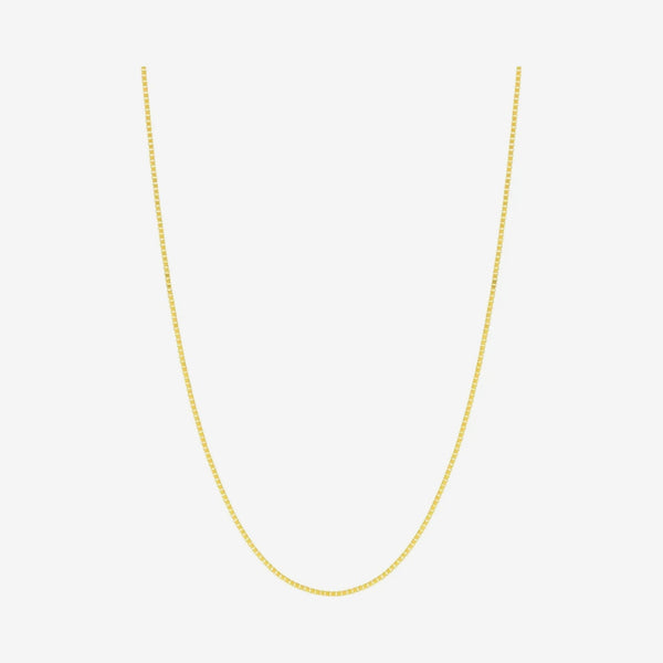 Adjustable Box Chain Necklace in 14K Yellow Gold, gray background | JJ Jewelry Miami