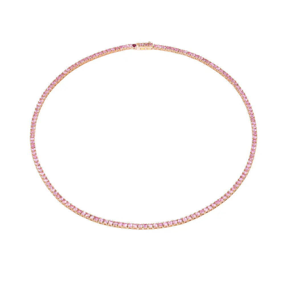 Amanda Pink Sapphire Tennis Necklace-Princess Jewelry Shop