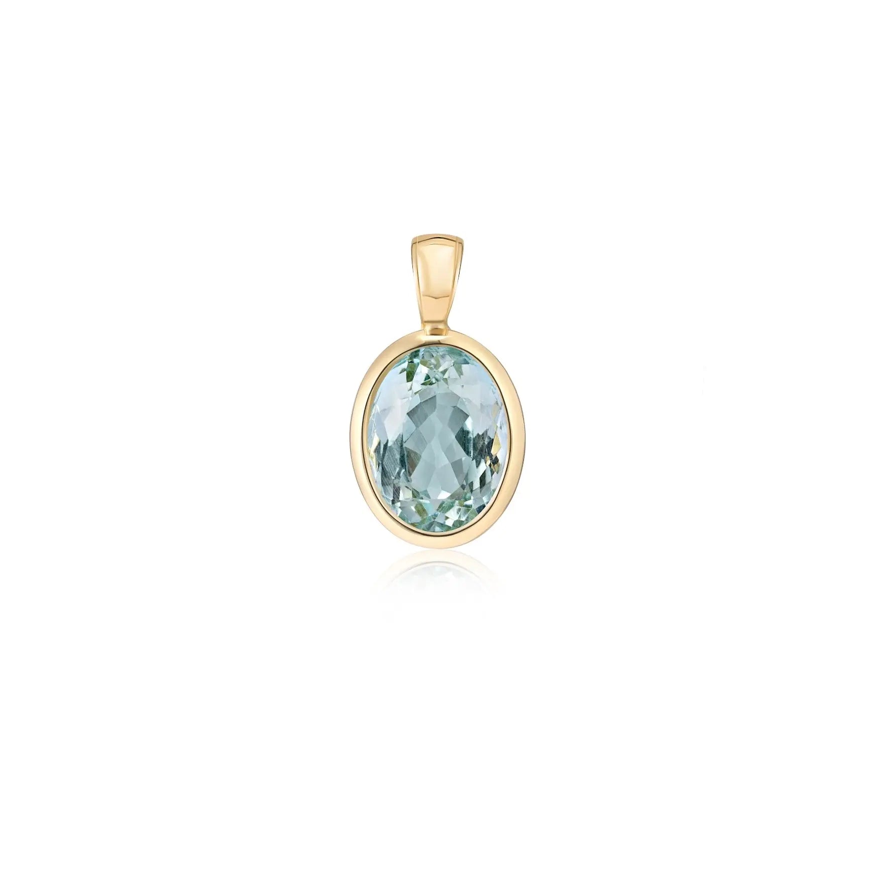 Aquamarine Oval Gold Pendant-Princess Jewelry Shop