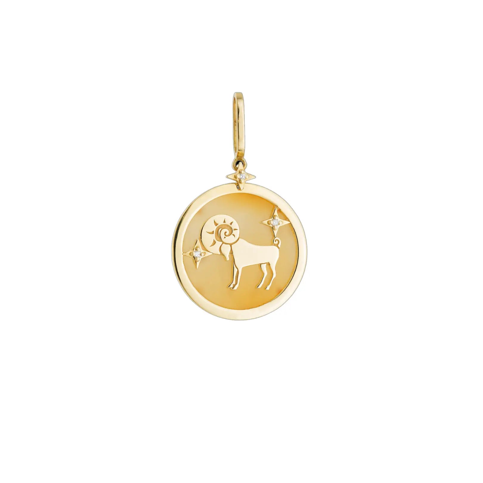 Aries Zodiac Pendant with Orange Quartz & Diamonds | JJ Jewelry Miami