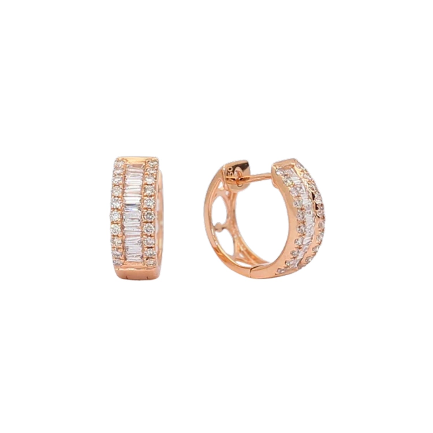 Baguette Diamond Hoop Earrings in 18K Gold | JJ Jewelry Miami