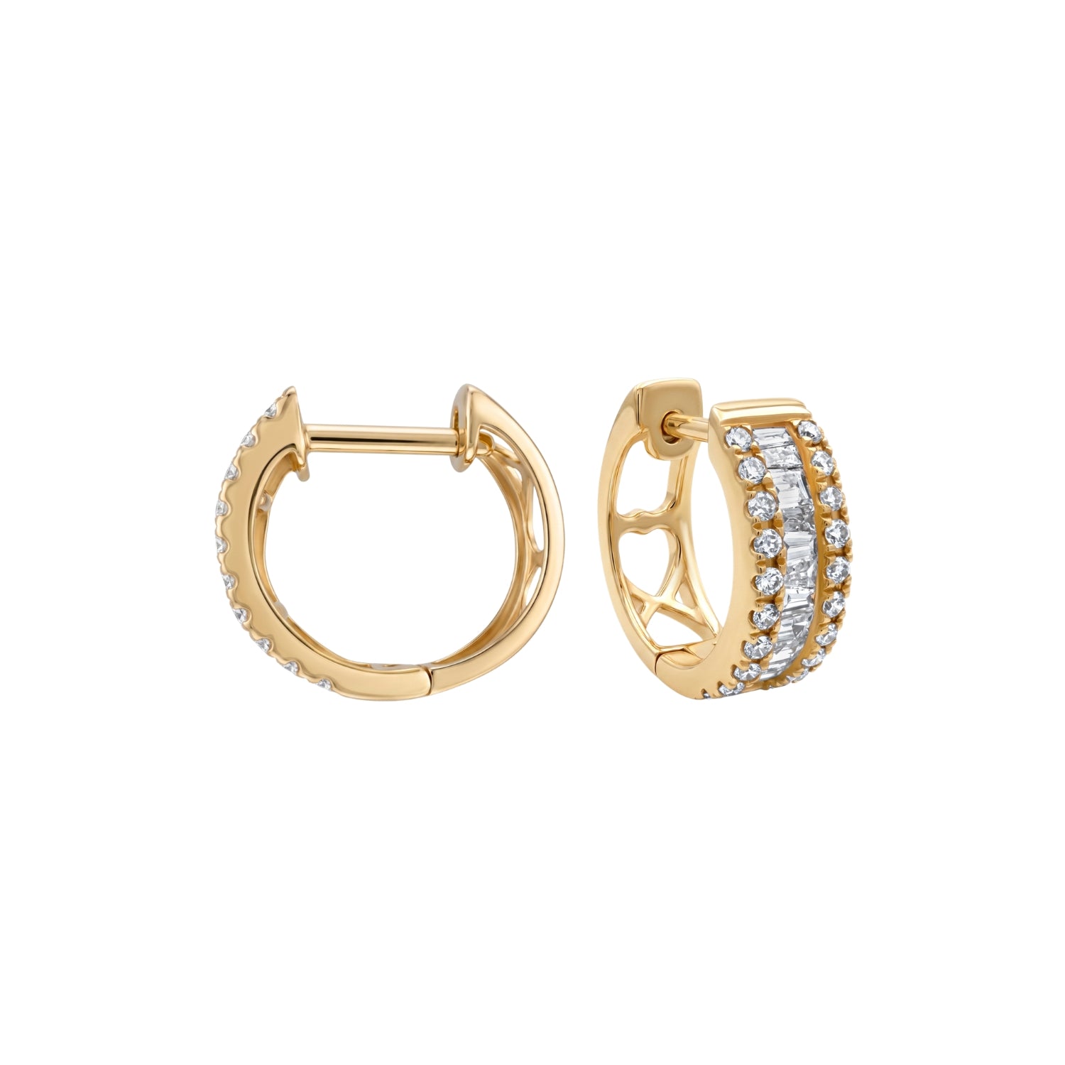 Baguette Diamond Hoop Earrings in 18K Gold