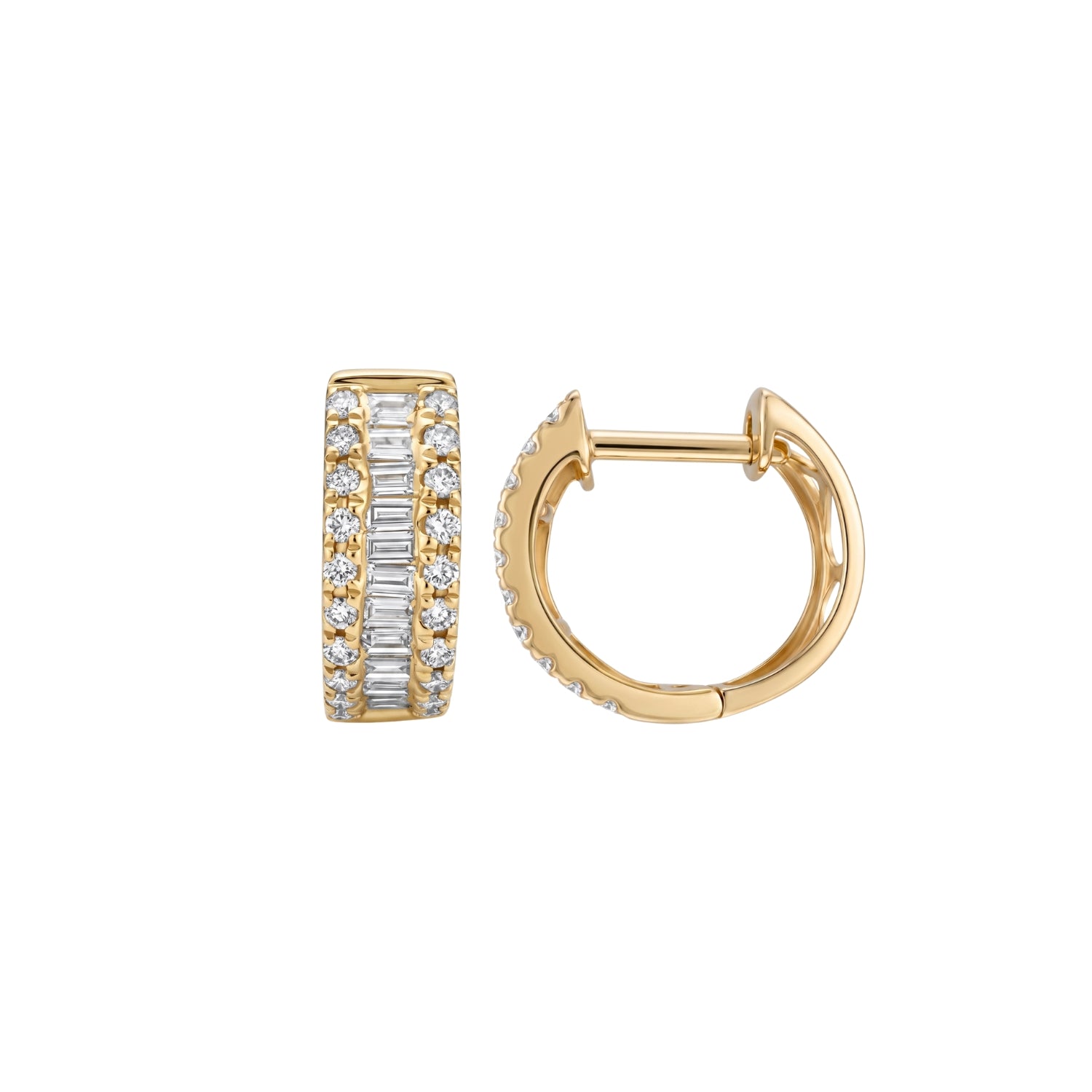 Baguette Diamond Hoop Earrings in 18K Gold