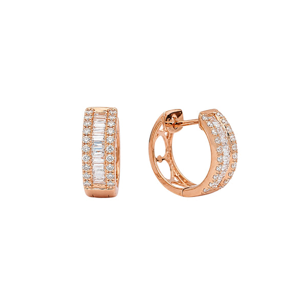 Baguette Diamond Hoop Earrings in 18K Gold