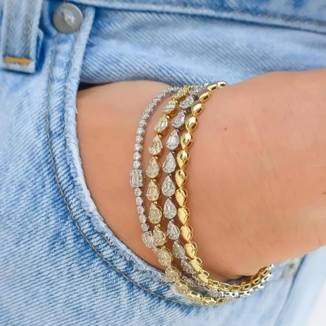 Baguette Round Diamond Bracelet-Princess Jewelry Shop