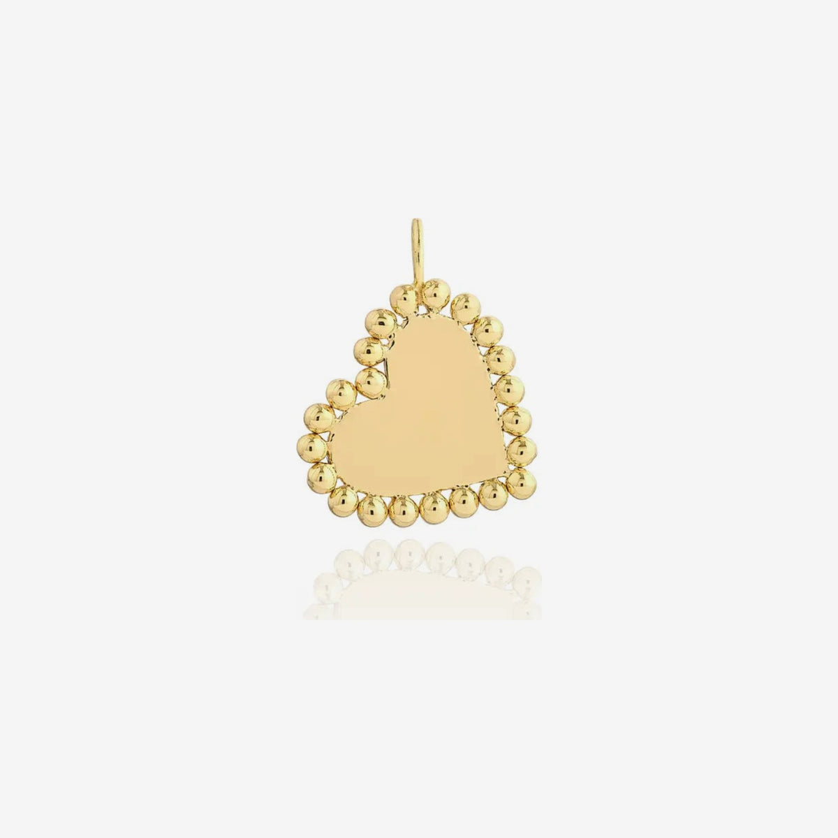 Beaded Gold Heart Pendant in 14K Yellow Gold, view 2 | JJ Jewelry Miami