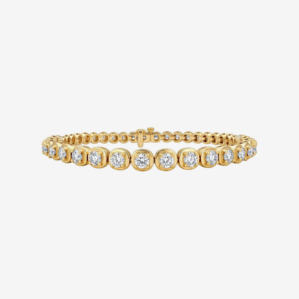 Bezel-Set Round Diamond Line Bracelet in Yellow Gold | JJ Jewelry