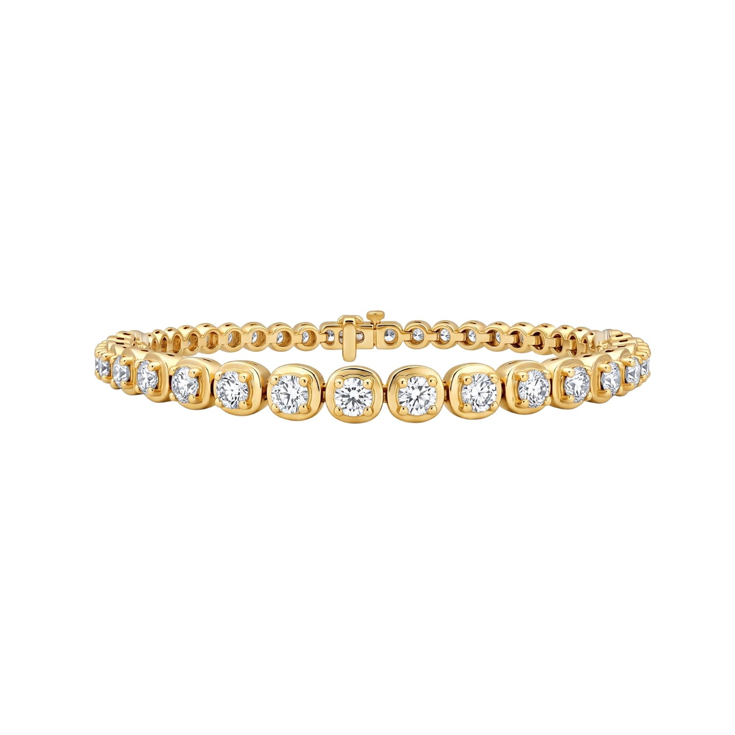 Bezel-Set Round Diamond Line Bracelet in 14K Yellow Gold