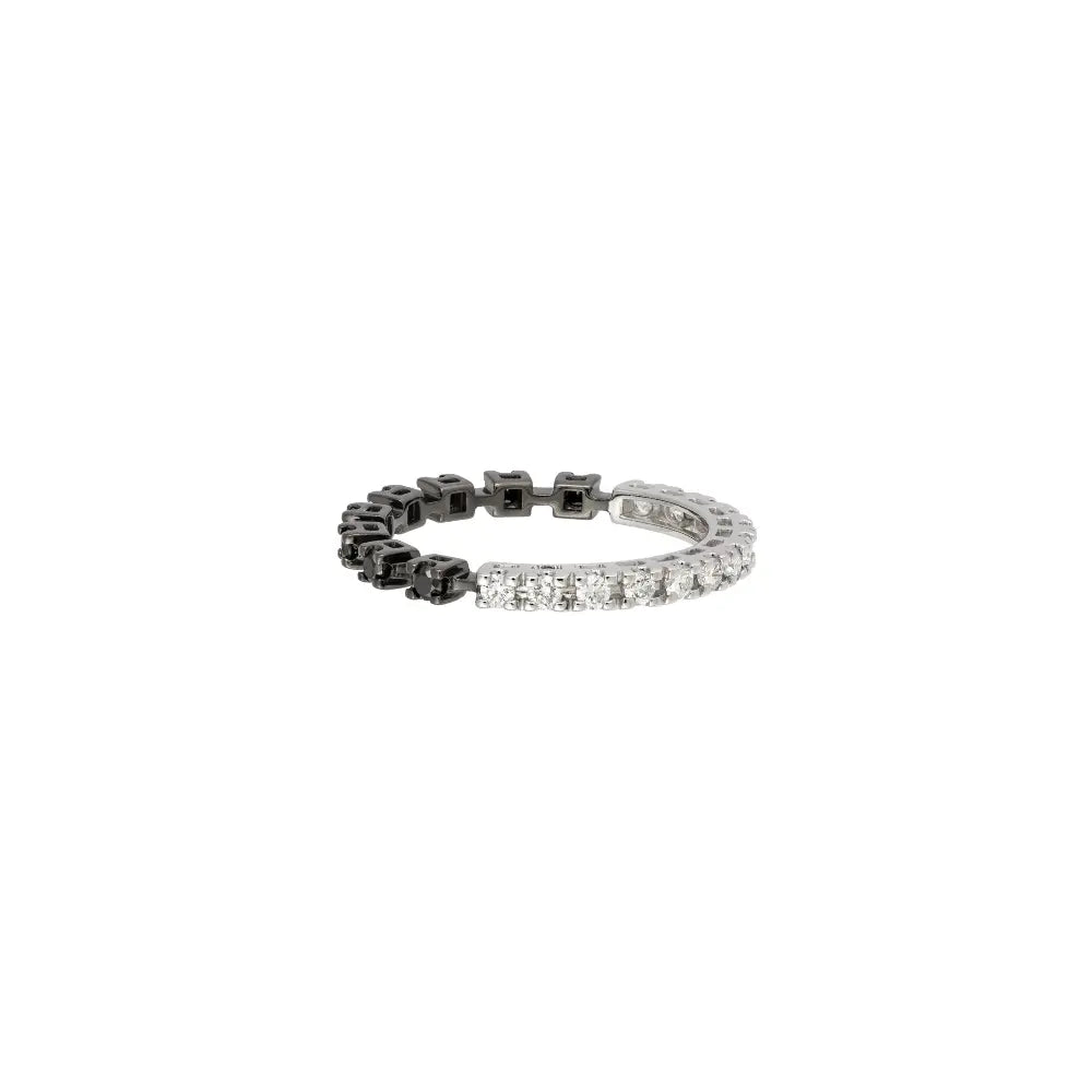 Black and White Diamond Eternity Band 18K White Gold | JJ Jewelry Miami