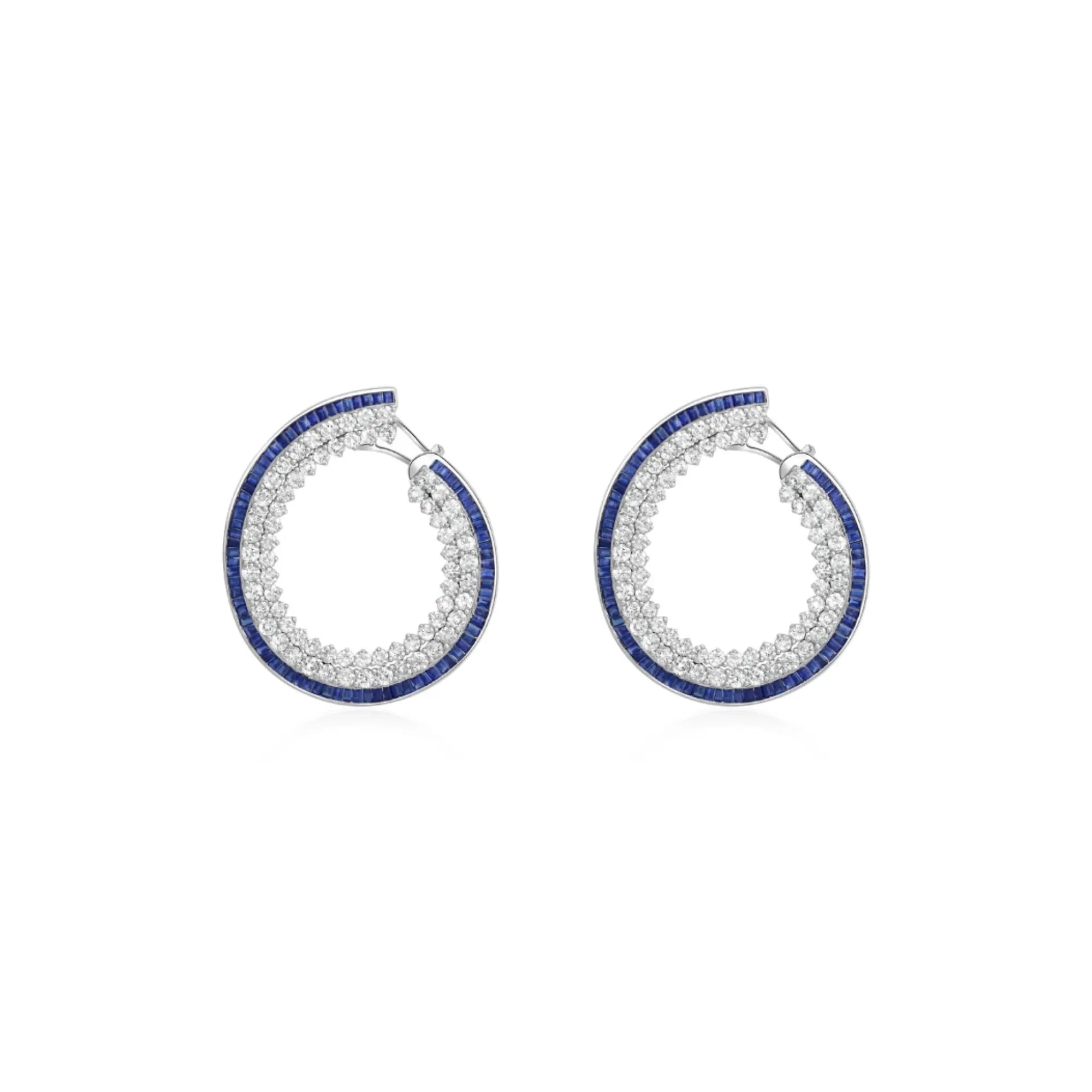 Blue Sapphire & Diamond Garland Earrings-Princess Jewelry Shop