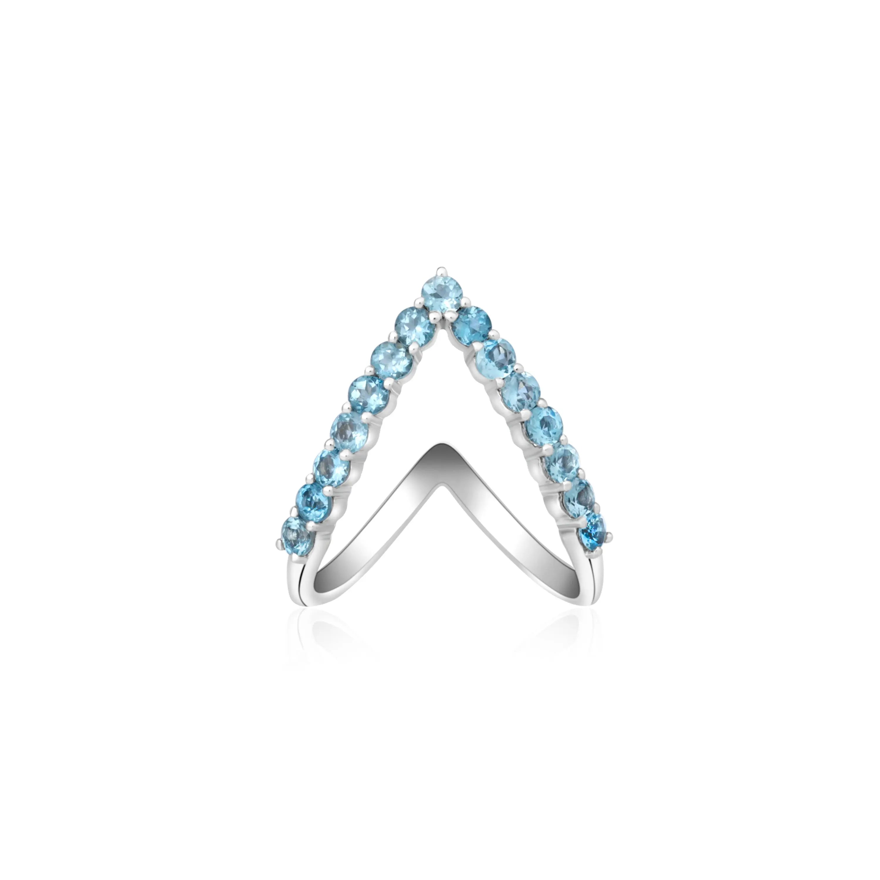 Blue Topaz V Ring-Princess Jewelry Shop