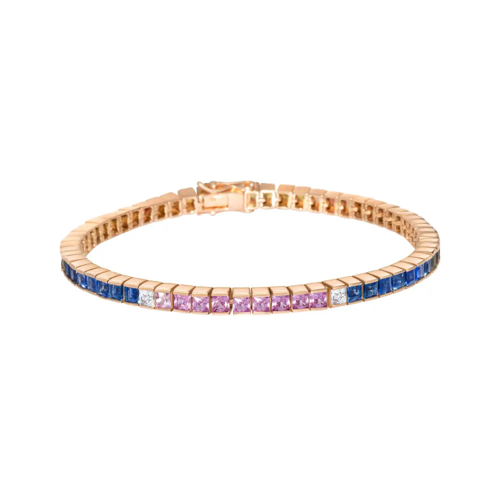 Blue & Pink Sapphire Tennis Bracelet-Princess Jewelry Shop