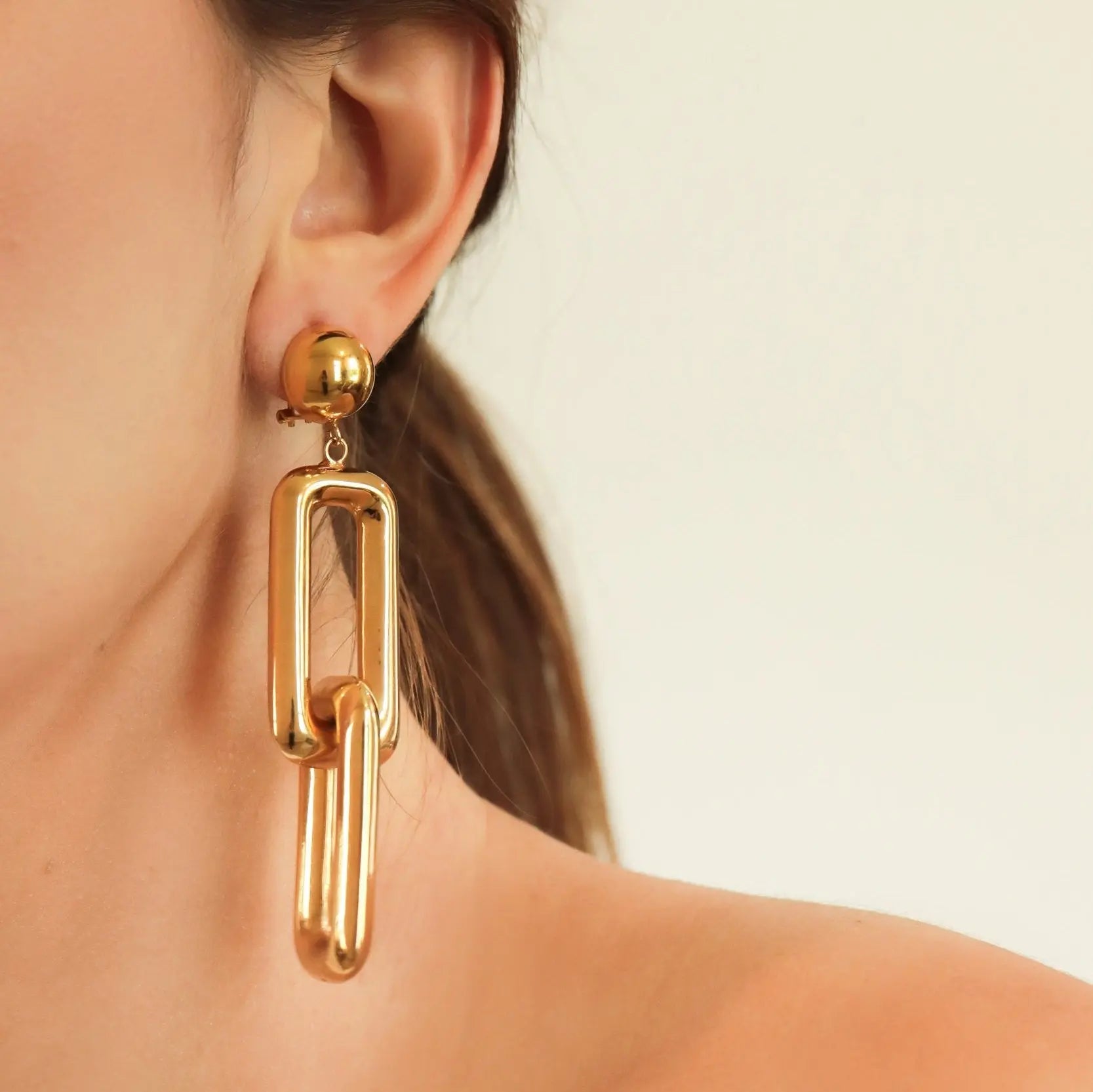 Bold Gold Link Earrings-Princess Jewelry Shop