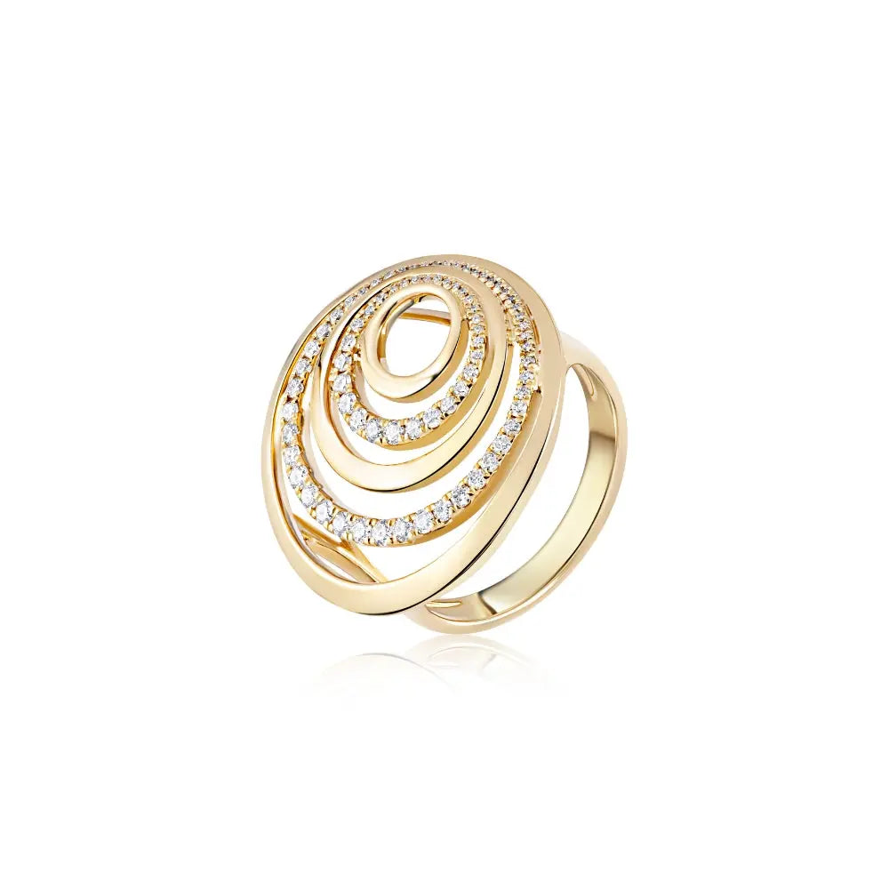 Bold Spiral Pavé Diamond Cocktail Ring in 18K Gold | JJ Jewelry Miami