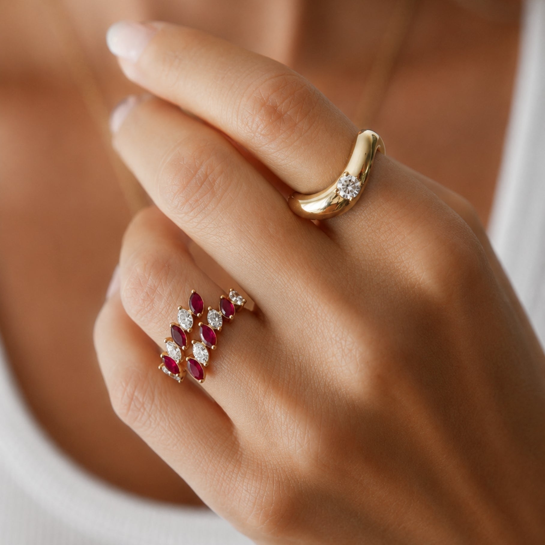 Bold Gold Diamond Open Band Ring
