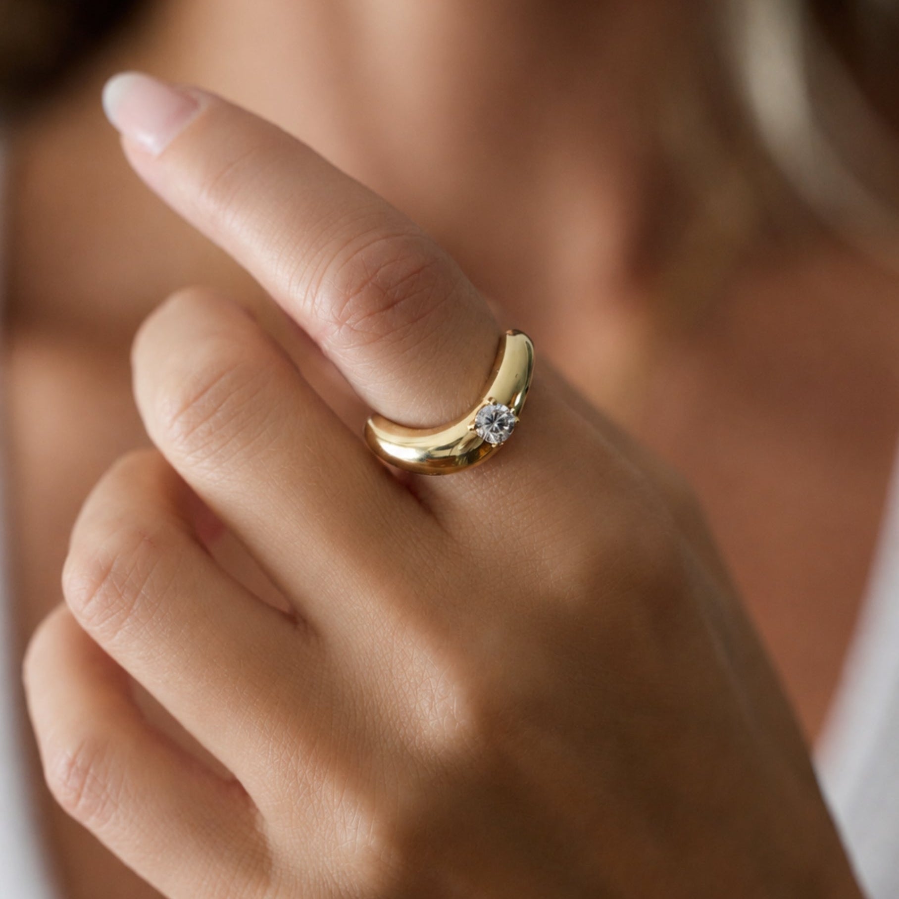 Bold Gold Diamond Open Band Ring
