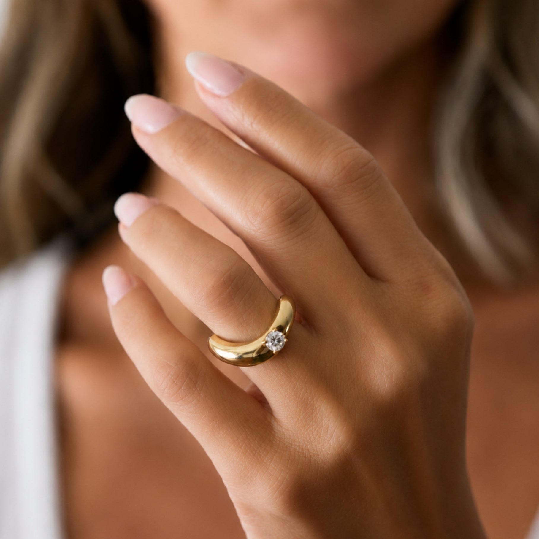 Bold Gold Diamond Open Band Ring