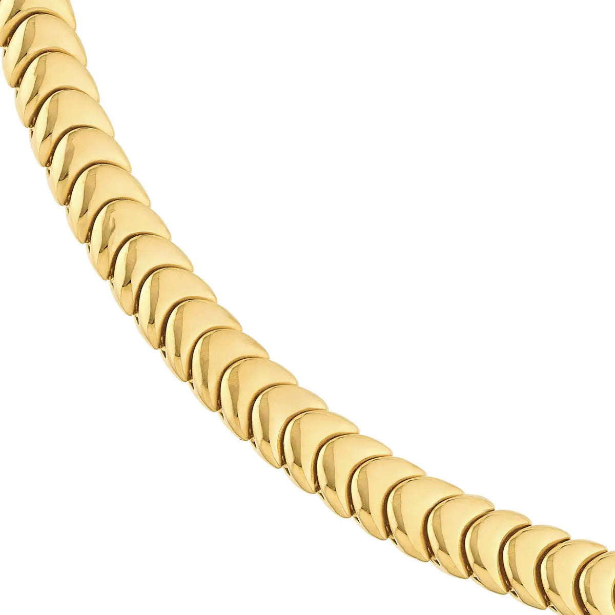 14K yellow gold caterpillar-style link necklace JJ Jewelry