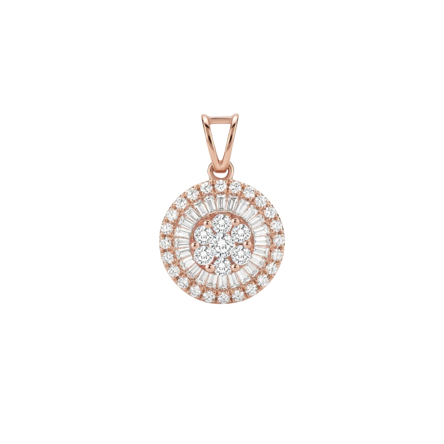 Circular Halo Cluster Diamond Pendant in 18K Gold | JJ Jewelry Miami