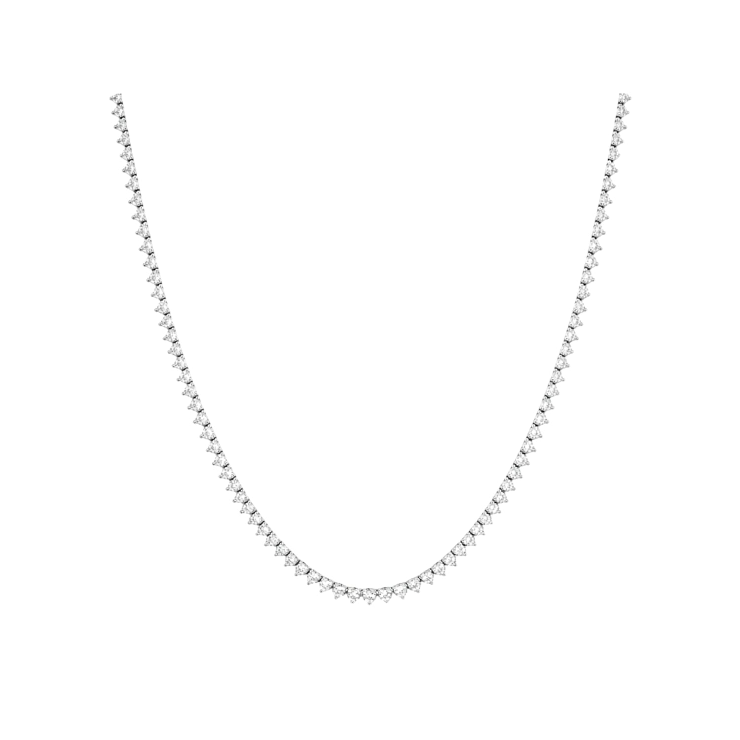 Claudia Round Brilliant Diamond Tennis Necklace in 18K White Gold