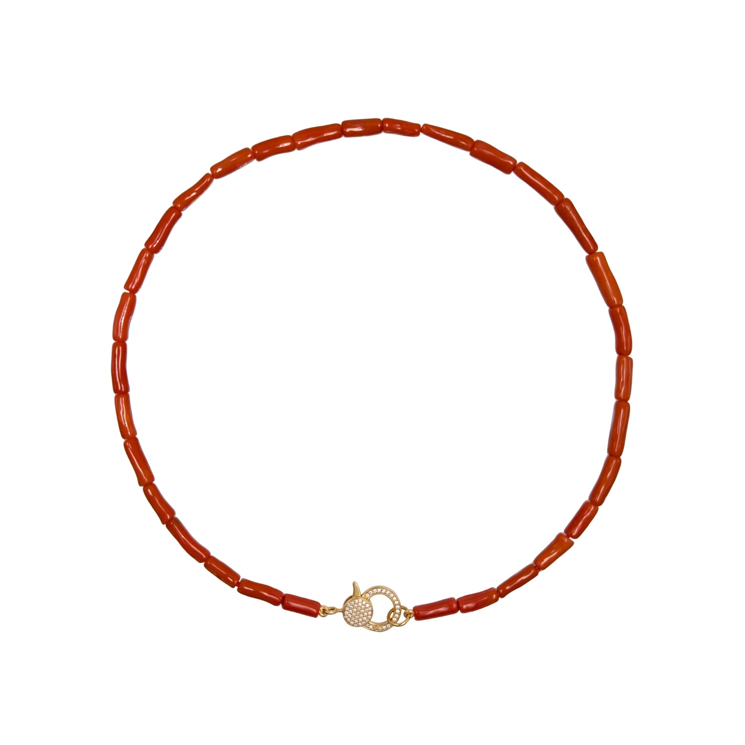 Coral Tube Diamond Necklace
