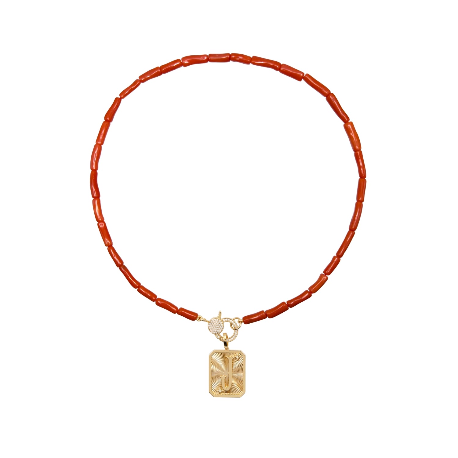 Coral Tube Diamond Necklace