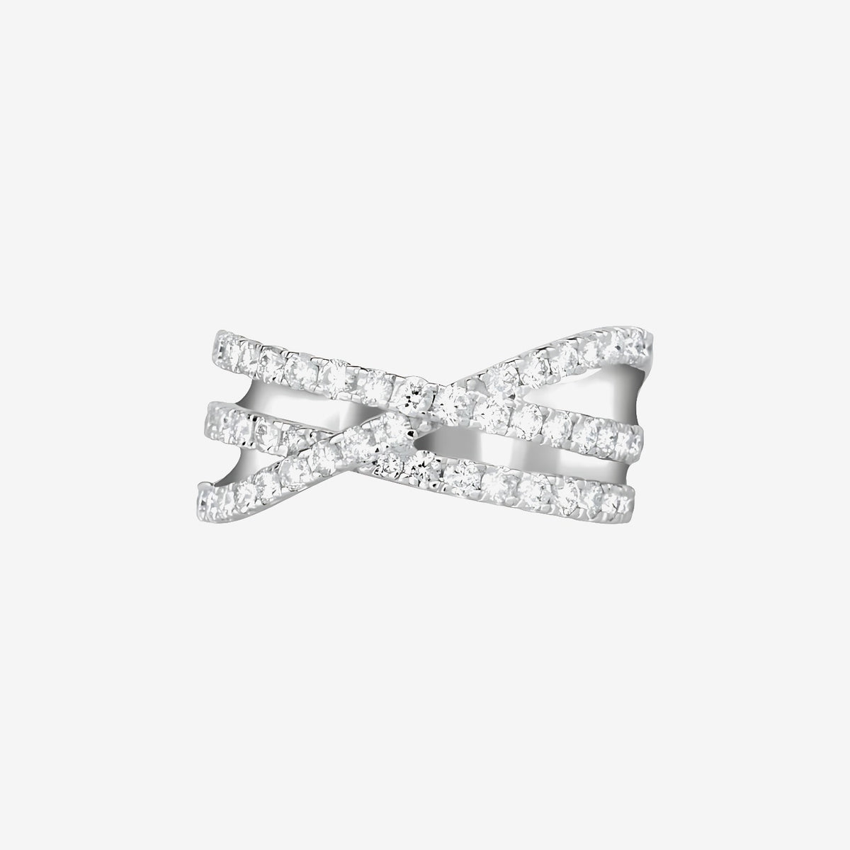 Crossing Rows Diamond Ring in 14K White Gold | JJ Jewelry