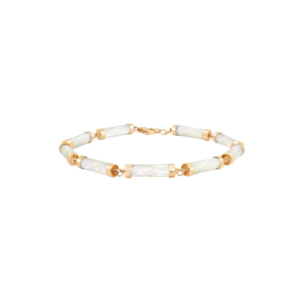 Cylinder Link Bracelet with Onyx or Mother of Pearl | JJ Jewelry Miami